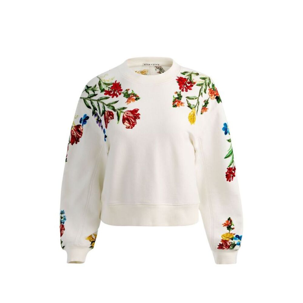 Alice+Olivia Women Embroidered Cotton Sweatshirt